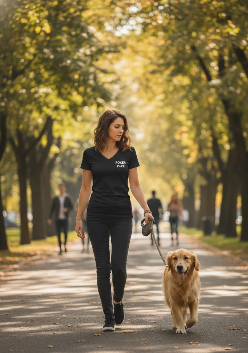 Womens Poker Fvce BLK Classic V Neck T Collection