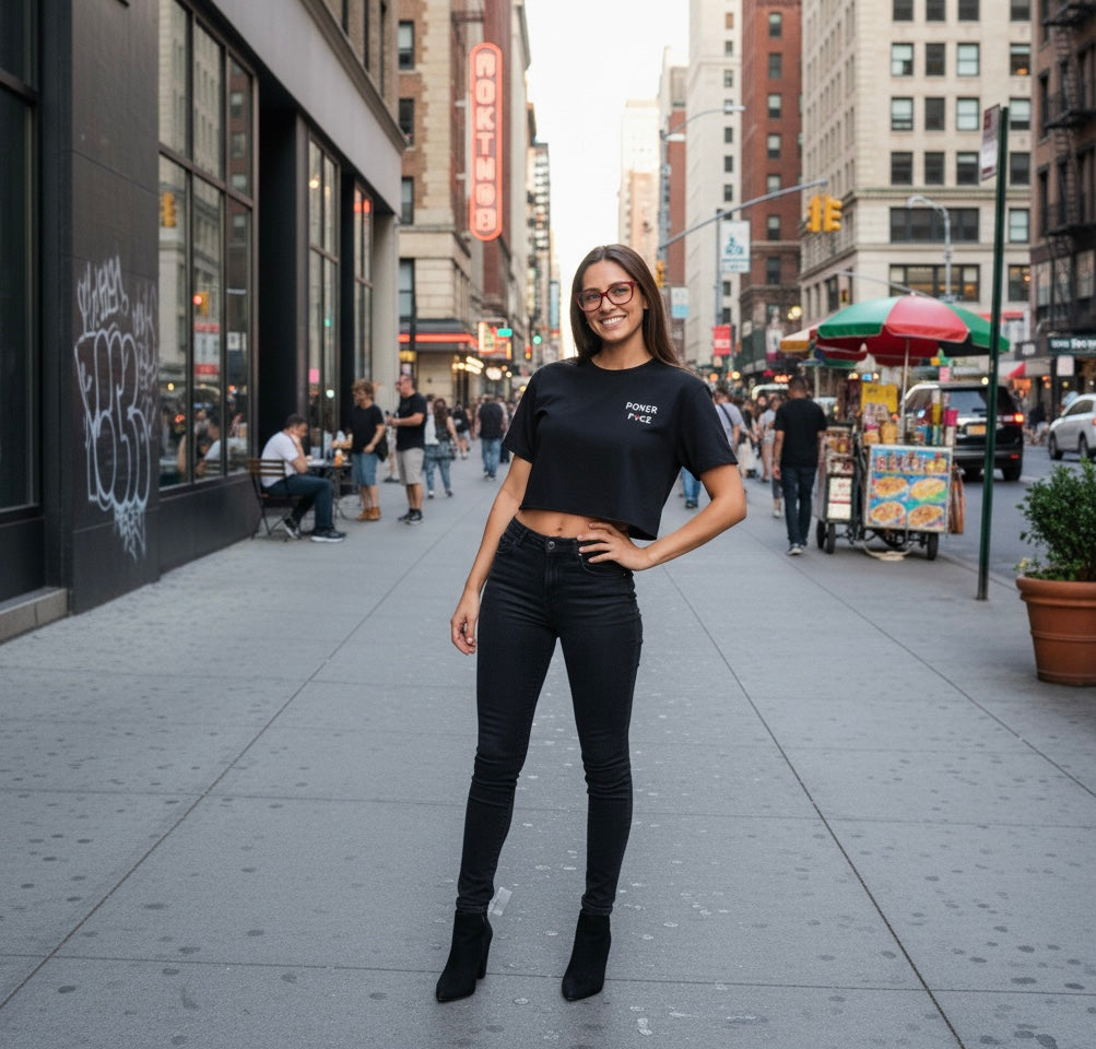 Womens Poker Fvce BLK Classic Crop Top Collection