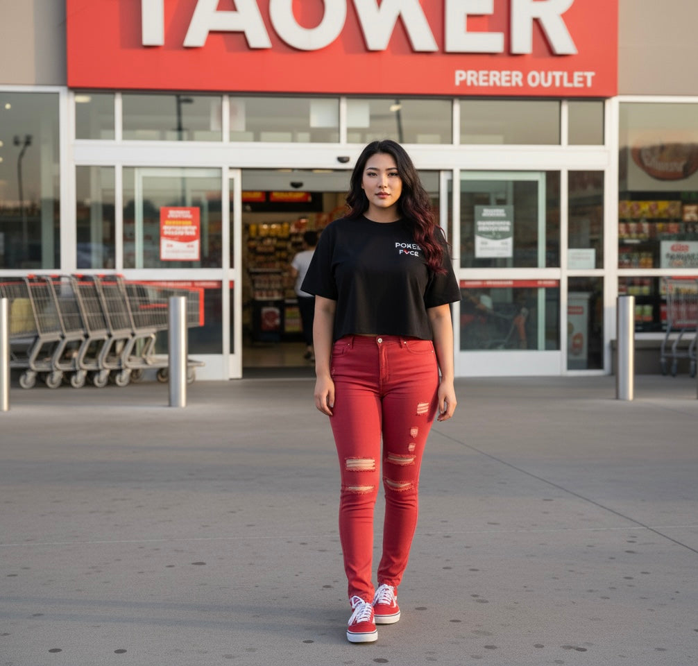 Womens Poker Fvce BLK Classic Crop Top Collection