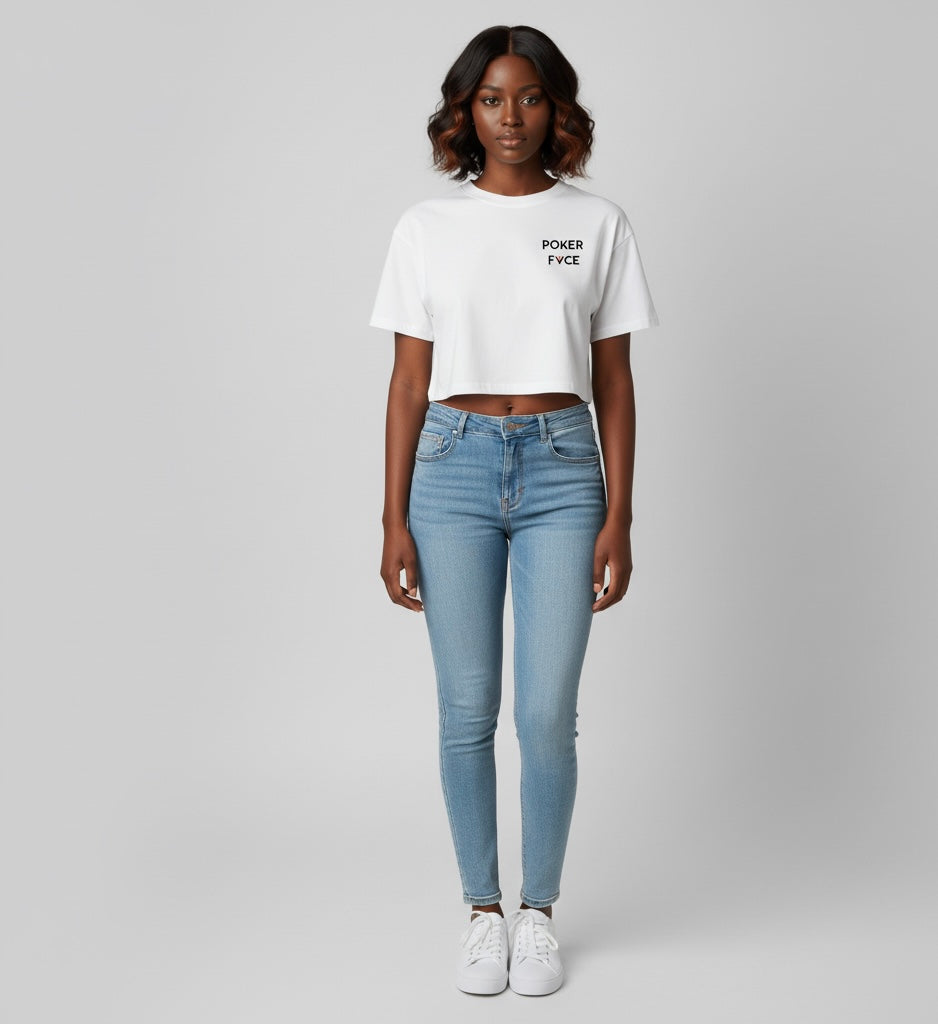 Womens Poker Fvce WHT Classic Crop Top Collection