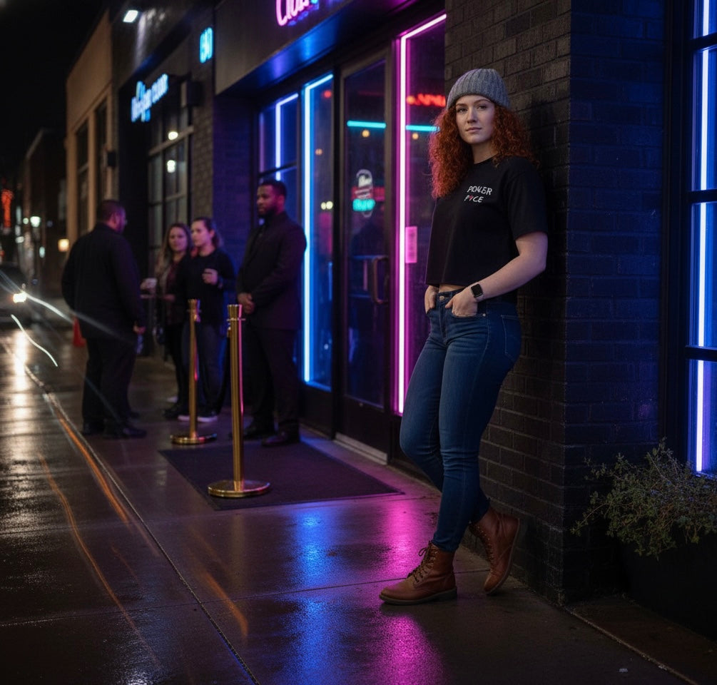 Womens Poker Fvce BLK Classic Crop Top Collection