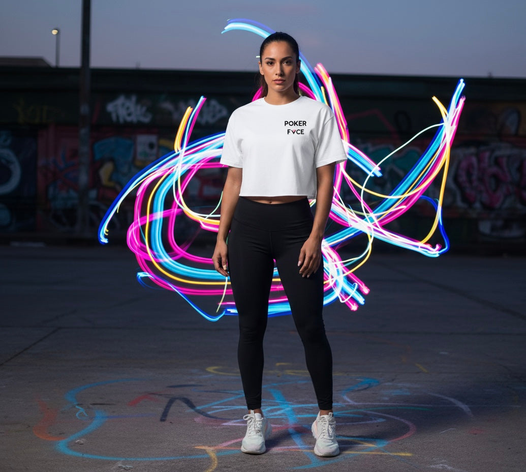 Womens Poker Fvce WHT Classic Crop Top Collection